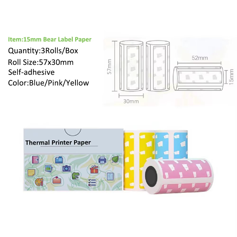 Instant Thermal Pocket Printer with 57Mm Thermal Paper Wireless BT 200Dpi Label Photo Memo Wrong Question Tags Study Notes Memos